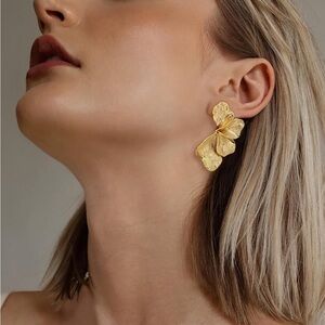 Gold Floral earrings new in box